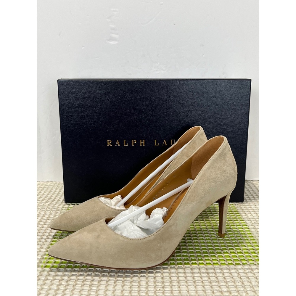 Ralph Lauren Collection Purple Label 7.5 Tan Suede Pointed Toe Pumps‎ Italy New